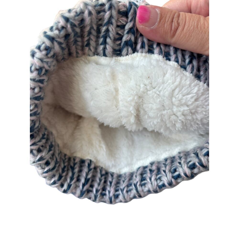 The North Face Kids White Cozy Chunky-Knit Fleece-Lined Pom-Pom Beanie One Size - Picture 4 of 5